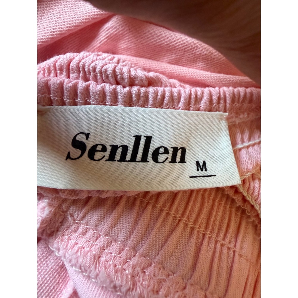 Senllen Pink Cutout Tiered Mini Dress Medium Cotton Summer Sun Dress Coquette‎ - Picture 4 of 12